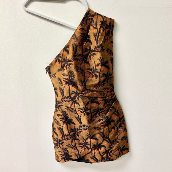 Bec & Bridge Far Out Asymmetric One Shoulder Mini Dress Red Palm Women's US 2 - Picture 2 of 5